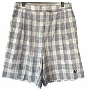 Vintage Hayle High Rise Womens Plus Size 14 Glen Plaid Pleated Casual Shorts